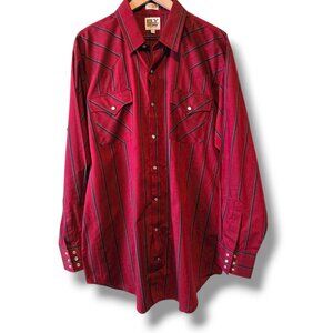Ely Cattleman pearl-snap shirt long-sleeve red Tall Man Stripes Lightweight XL
